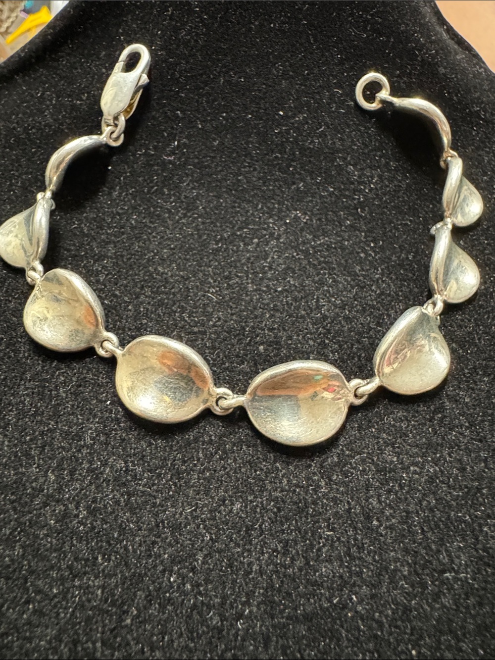 Polished Silver Link Pebble Bracelet - Silver